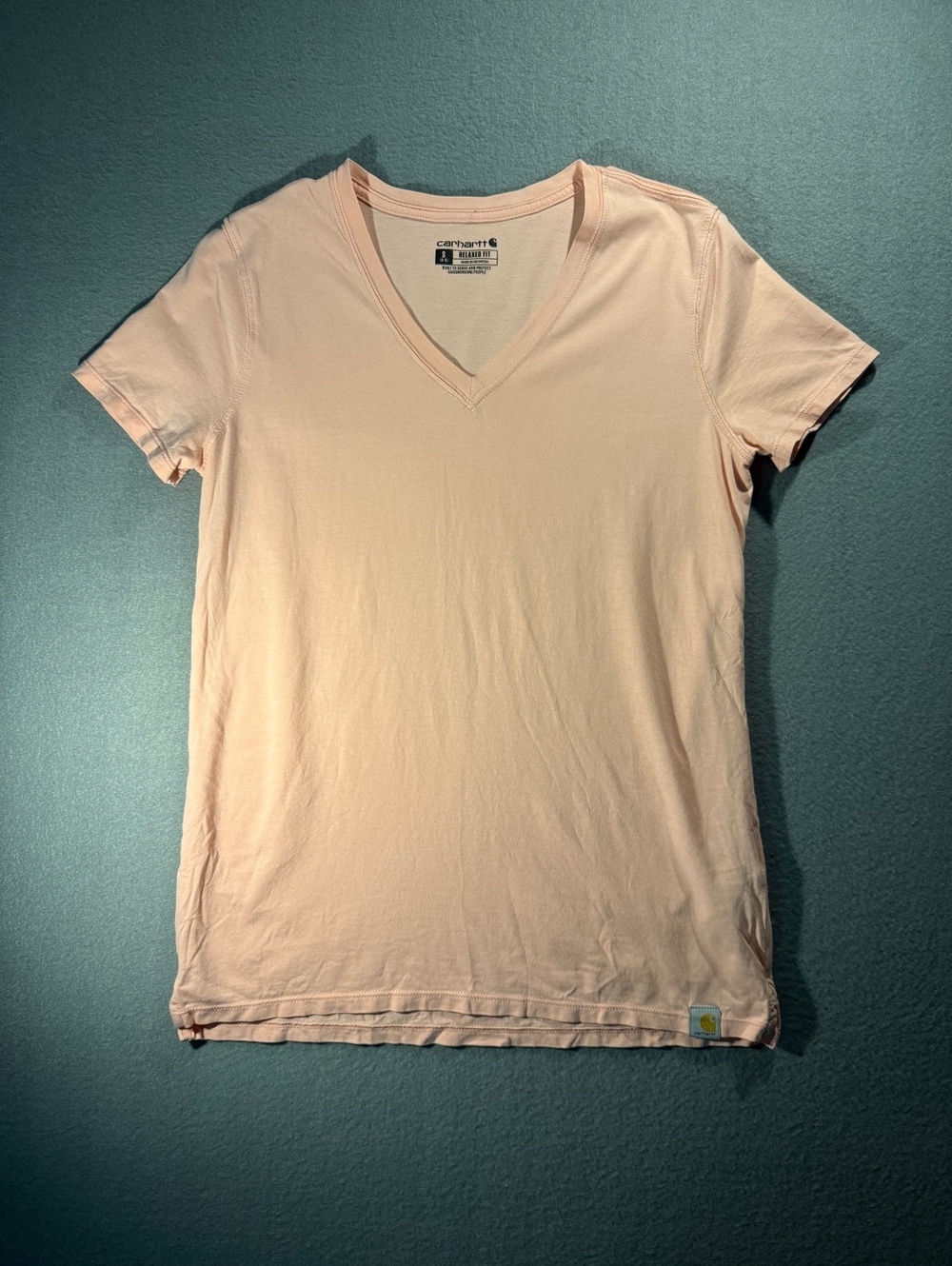 Carhartt Women's Relaxed Fit V-Neck Peach T-Shirt Size S